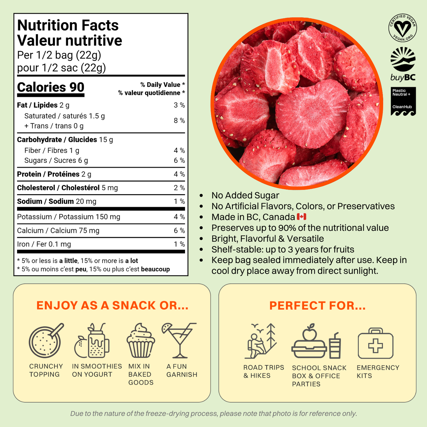 Freeze Dried Strawberries (Sliced) 46g