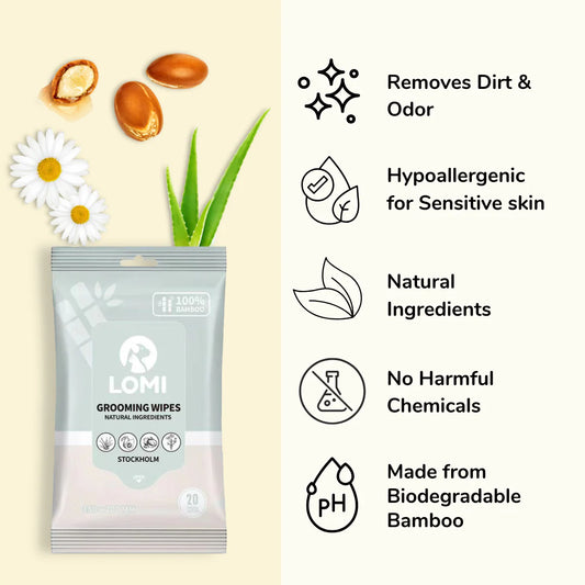 瑞典Lomi蘆薈洋甘菊犬貓專用濕巾 20片裝